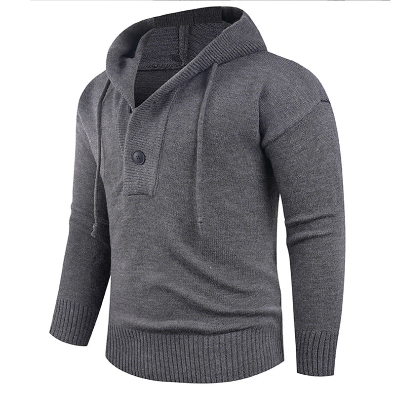 Herren modischer Kapuzenpullover mit Knopfdetail R&B