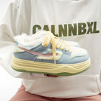 Damen Plattform Sneakers mit flauschiger Innensohle