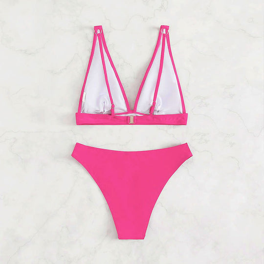 Damen Hochtaillierter Bikini mit elegantem V-Ausschnitt R&B