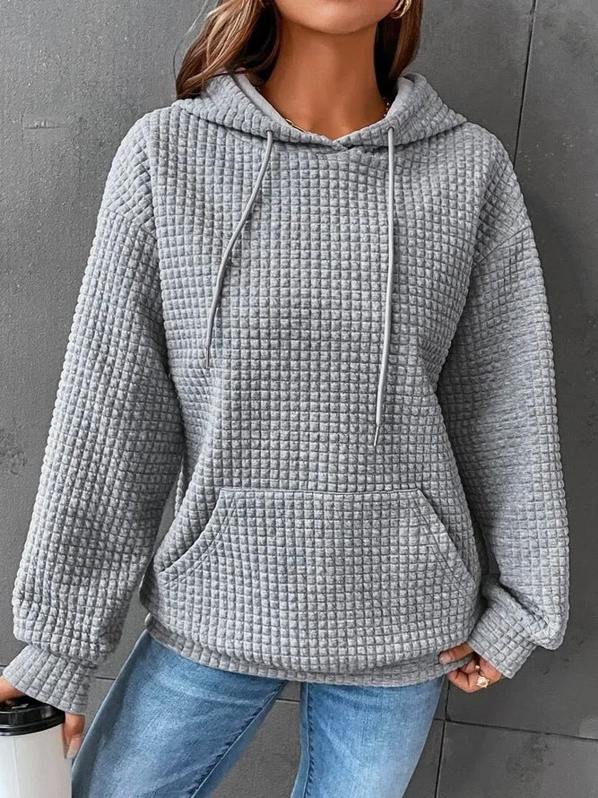 Damen lässiger Hoodie mit strukturierter Oberfläche und praktischer Kängurutasche R&B