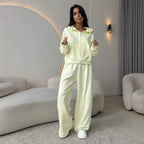 Damen nan weite Highwaist-Loungehose aus Sweatstoff mit Kordelzug und Eingrifftaschen R&B
