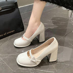 Damen elegante Mary Jane High Heels mit Blockabsatz R&B