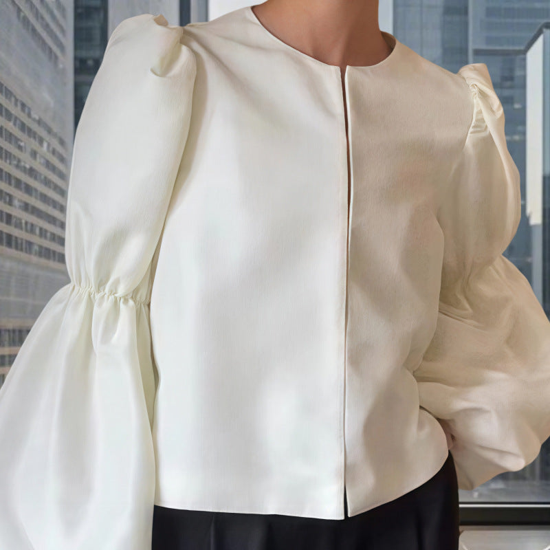 Damen Bluse mit voluminösen Puffärmeln und elegantem Design R&B