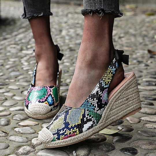 Damen Wedge-Sandaletten mit eleganter Schleifenapplikation R&B