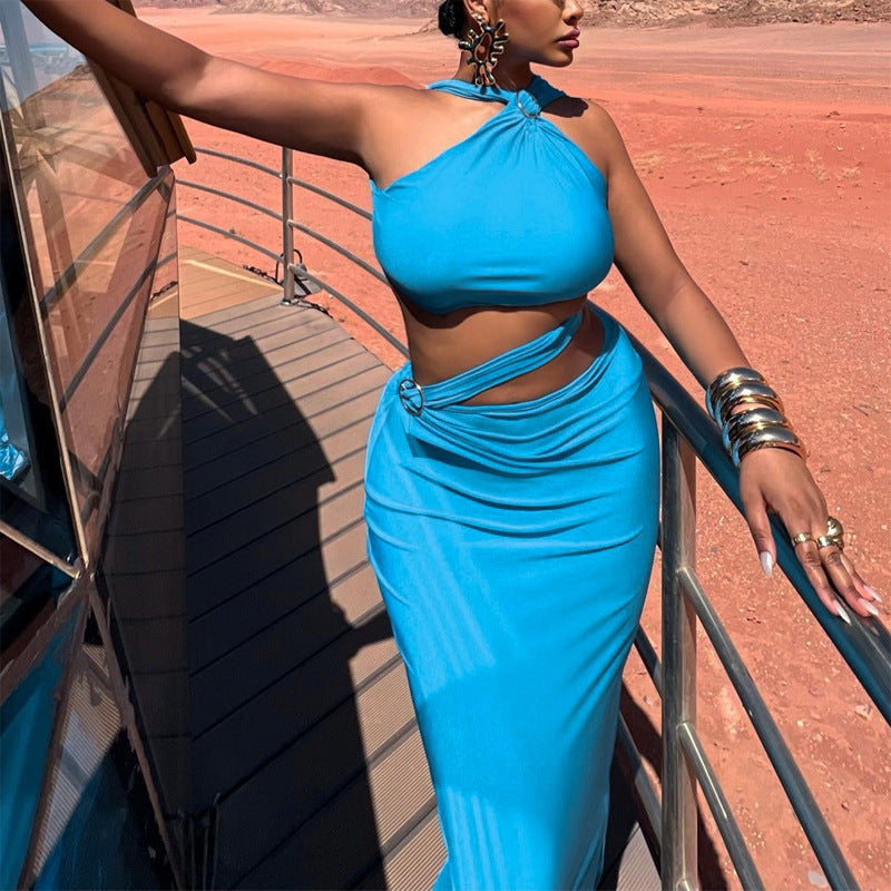 Damen Elegantes Wickelkleid mit schulterfreiem Design und figurbetontem Schnitt R&B