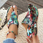 Damen Zehentrenner-Sandalen mit floralem Design R&B