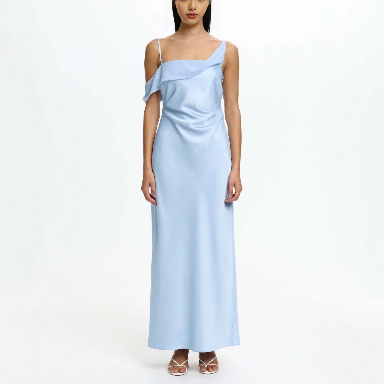 Damen Elegantes Maxikleid mit asymmetrischem Oberteil und fließendem Schnitt R&B