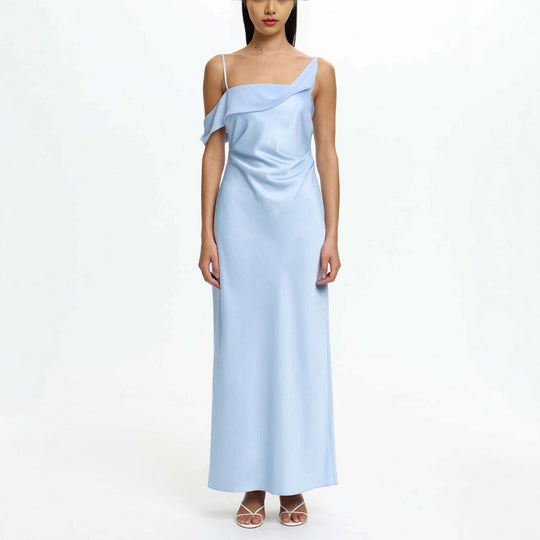 Damen Elegantes Maxikleid mit asymmetrischem Oberteil und fließendem Schnitt R&B