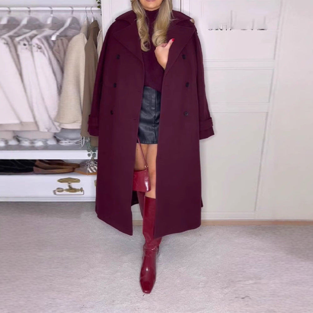 Damen Oversize-Trenchcoat mit doppelter Knopfreihe und großzügigen Taschen R&B