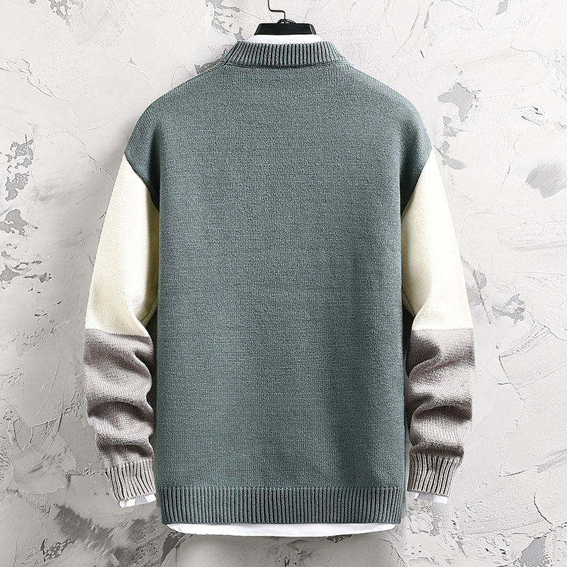 Herren hochwertiger Rollkragenpullover mit modernem geometrischem Design R&B