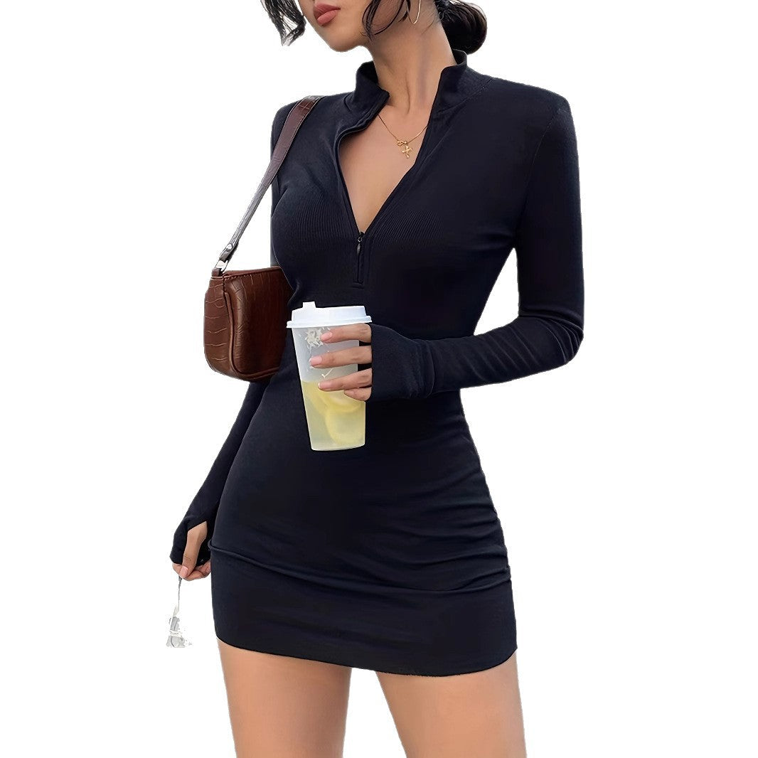 Damen Minikleid mit stylischem Reißverschluss und raffiniertem Figurbeton