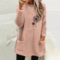 Damen Fleece-Tunika mit Dandelion-Motiv und praktischen Taschen