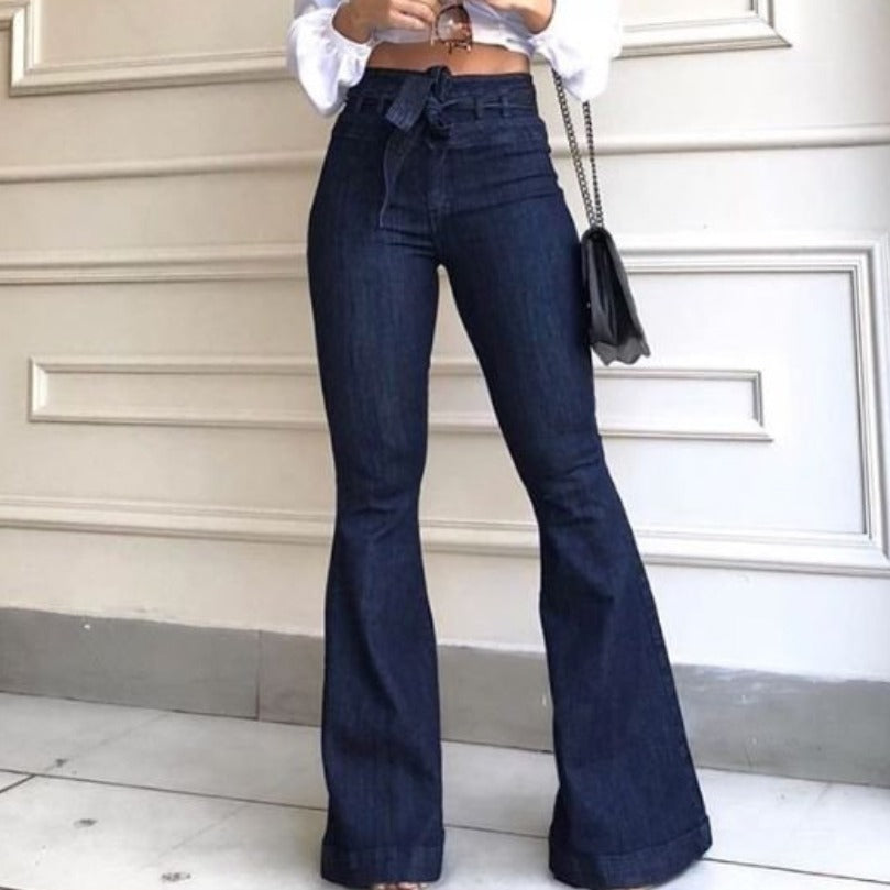 Damen Schlagjeans mit hoch tailliertem Bund R&B
