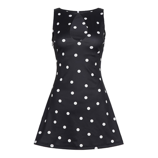Damen Freizeitkleid mit floralem Punktemuster und elegantem Rückenausschnitt R&B