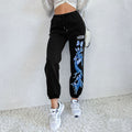 Damen Freizeithose mit buntem Schmetterlingsdruck und elastischem Bund