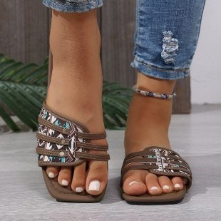 Damen Offene Sandalen mit dekorativen Riemchen R&B