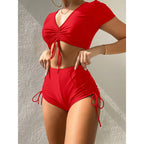 Damen Sportliches Crop-Top und Hochtaillierte Shorts R&B