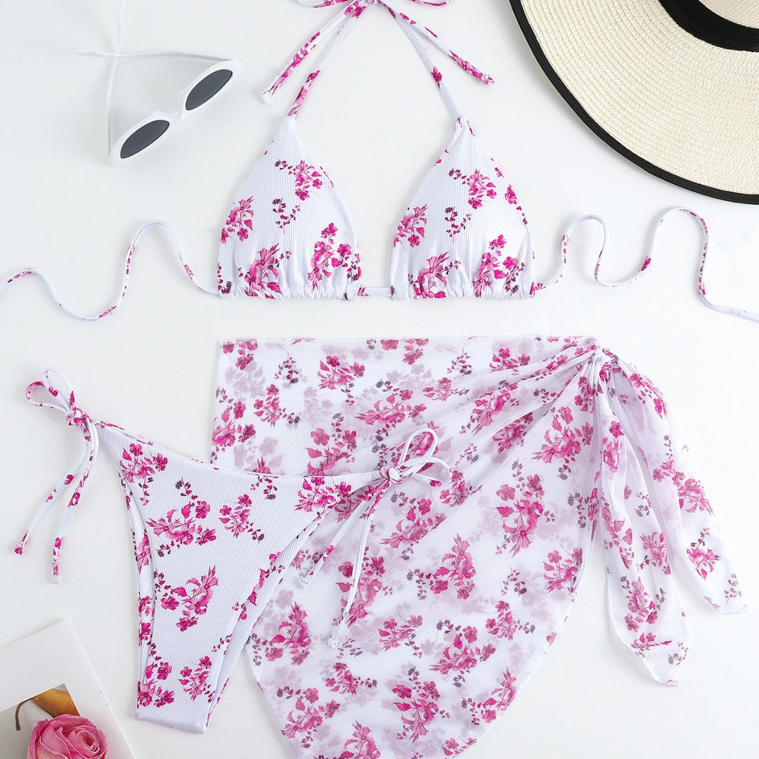 Damen Triangel-Bikini-Set mit elegantem Wickelrock R&B