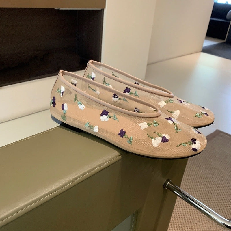 Damen Ballerinas mit floralem Stickdesign und flexiblem Komfort R&B