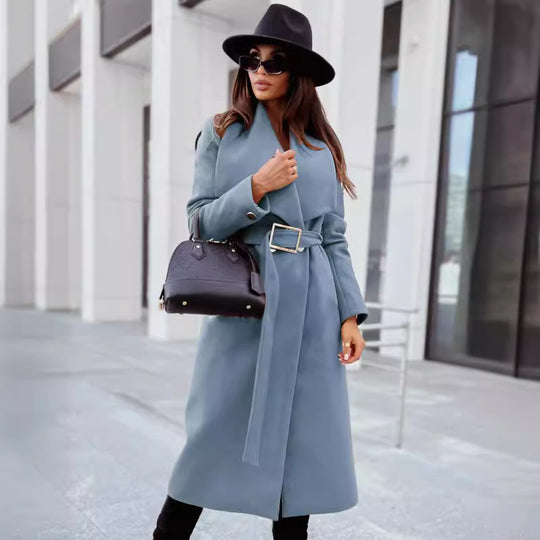 Damen eleganter Trenchcoat mit Gürtel und hochwertiger Verarbeitung R&B