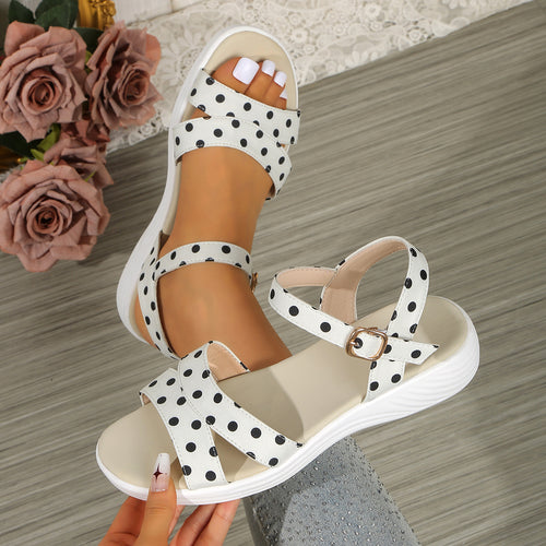Damen elegante Sandalen mit verstelbaren Riemen und punktiertem Design R&B