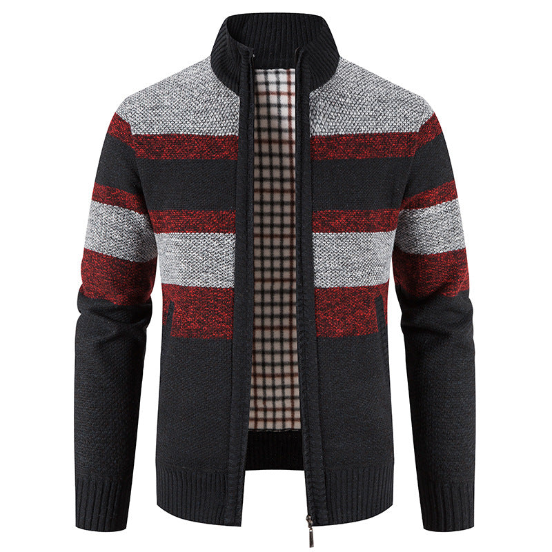 Herren modische Strickjacke mit einem modernen und vielseitigen Karomuster R&B