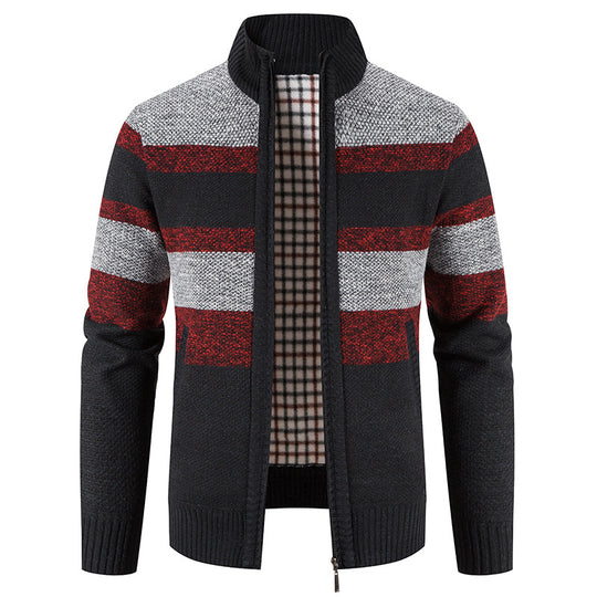Herren modische Strickjacke mit einem modernen und vielseitigen Karomuster R&B