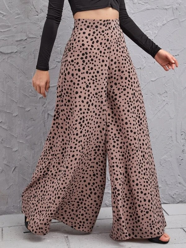 Damen Weit geschnittene Palazzo-Hose mit gepunktetem Design R&B