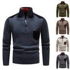 Herren eleganter Pullover mit halbhohem Kragen und feinen Kontrastdetails R&B