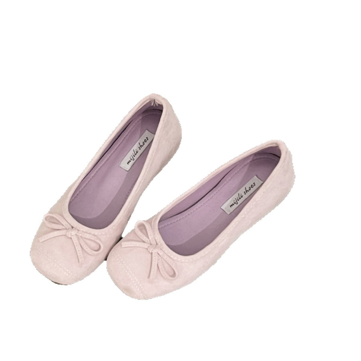 Damen Ballerinas mit zarter Schleifenapplikation und weichem Veloursleder EB