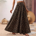 Damen Maxi-Rock mit elastischem Bund und Leopardenmuster R&B