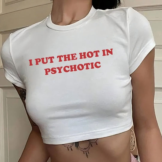 Damen Crop-T-Shirt mit witzigem Geburtstagsslogan und figurbetontem Schnitt R&B