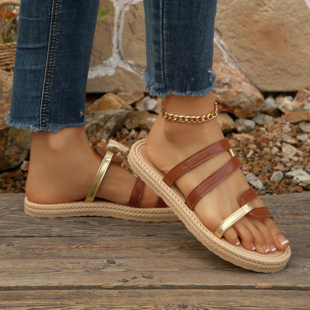 Damen modische Riemchen-Sandalen mit eleganter Plateau-Sohle R&B