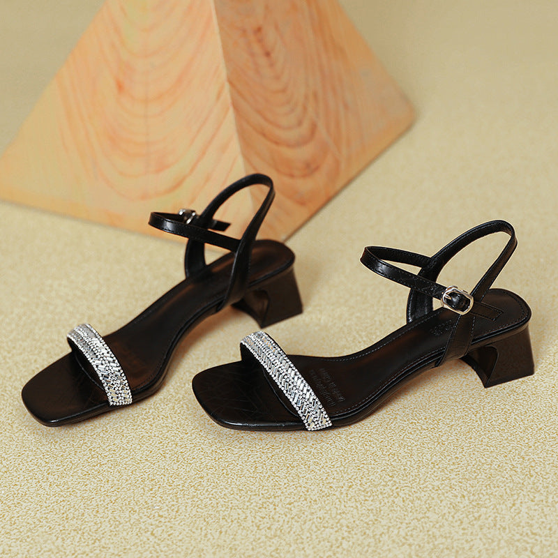 Damen Slingback-Sandalen mit funkelndem Design und komfortablem Blockabsatz R&B
