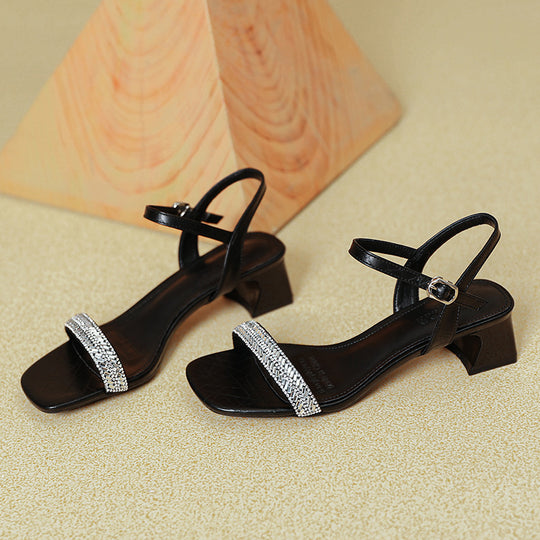 Damen Slingback-Sandalen mit funkelndem Design und komfortablem Blockabsatz R&B