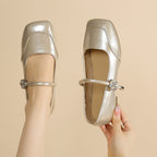 Damen Ballerinas mit dekorativem Riemen und glänzendem Finish R&B
