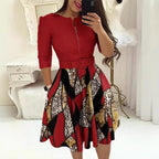 Damen Kleid mit modischem Zip-Design und betontem Taillenbund R&B