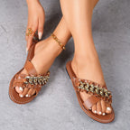 Damen modische Schnallen-Sandalen mit eleganter Kettenverzierung R&B
