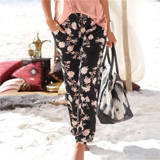 Damen Bequeme Jerseyhose mit floralem Muster und elastischem Bund R&B