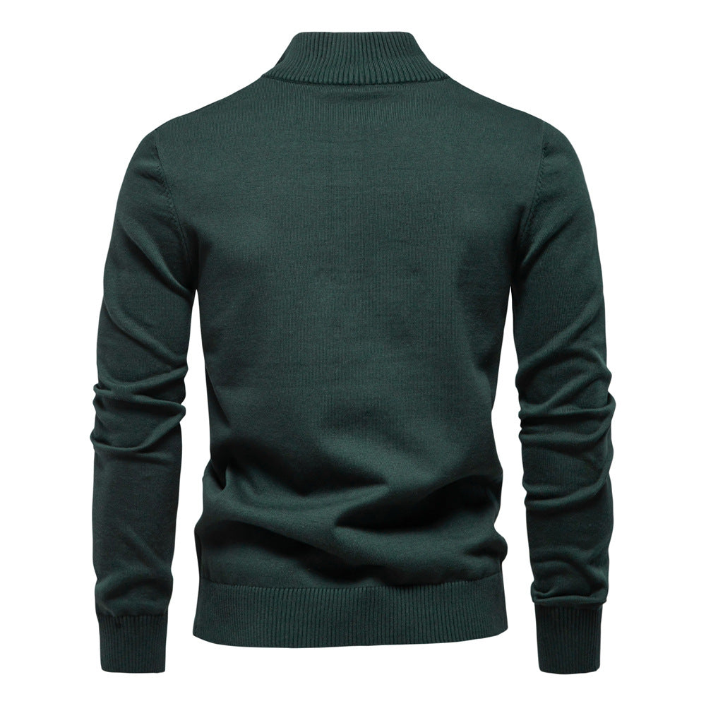 Herren Strickpullover mit halbem Reißverschluss und modischen Streifen