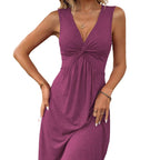 Damen Midi-Kleid mit elegantem V-Ausschnitt und Raffungen R&B