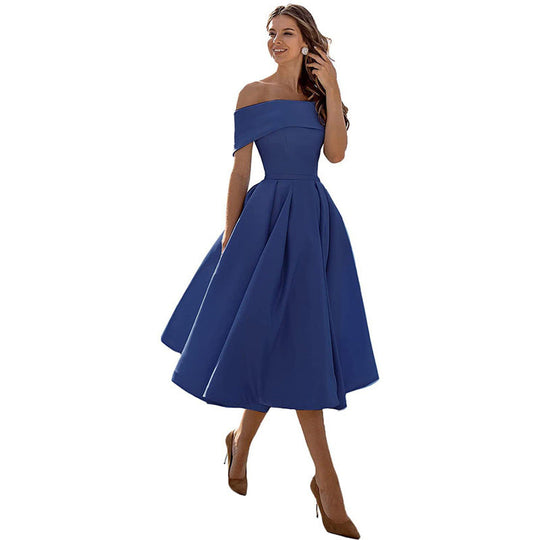 R&B | Legere Mode Satin Cocktailkleid Ohne Träger