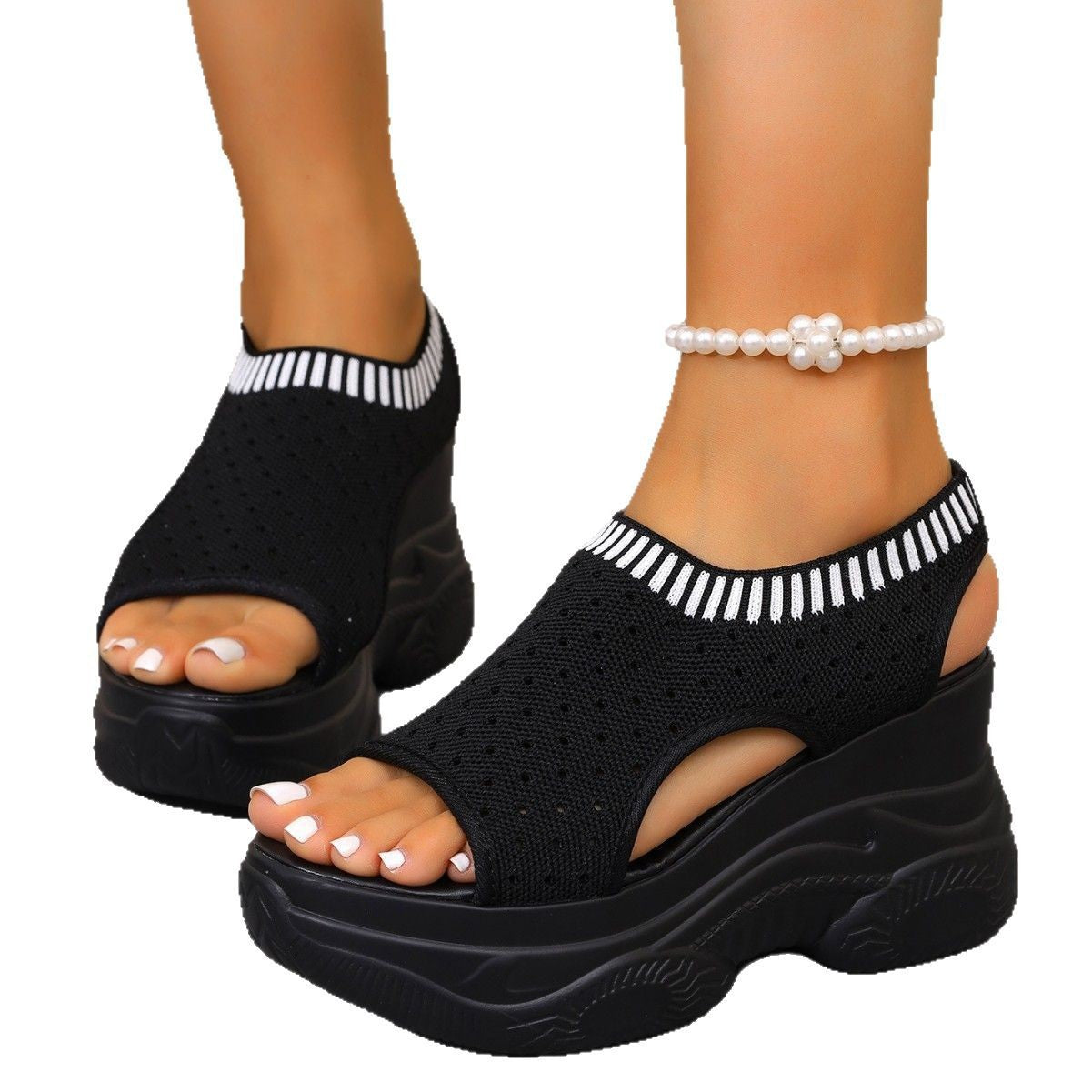 Damen Atmungsaktive Plateau-Sandalen mit offenem Schnitt R&B