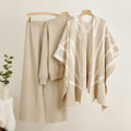 Damen trendiges Strick-Loungewear-Set mit grafischem Poncho-Design R&B