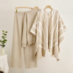 Damen trendiges Strick-Loungewear-Set mit grafischem Poncho-Design R&B