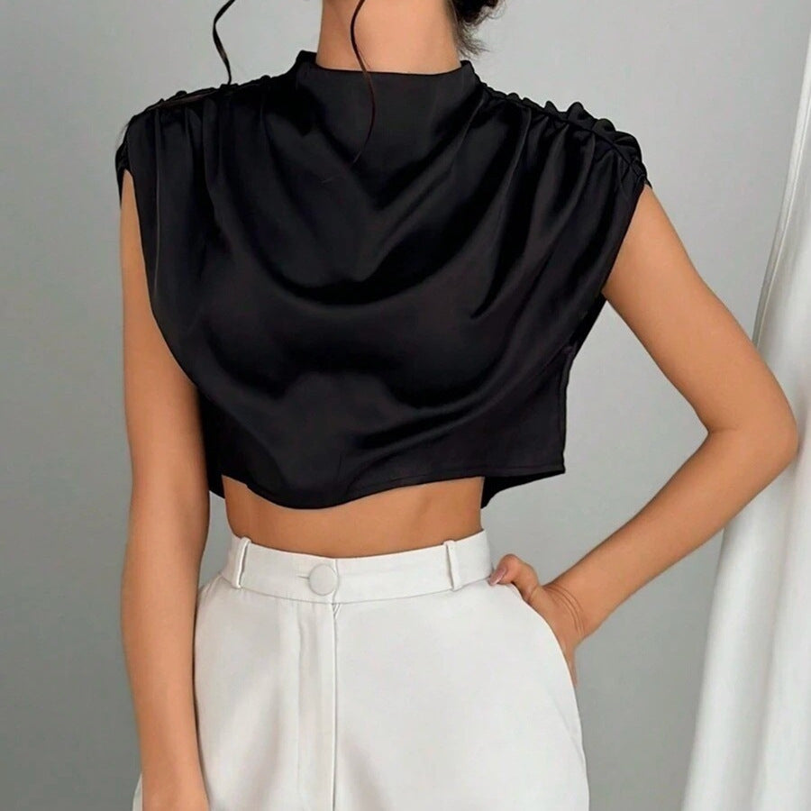 Damen elegantes Oberteil mit weichen Stofffalten und Rückenausschnitt R&B