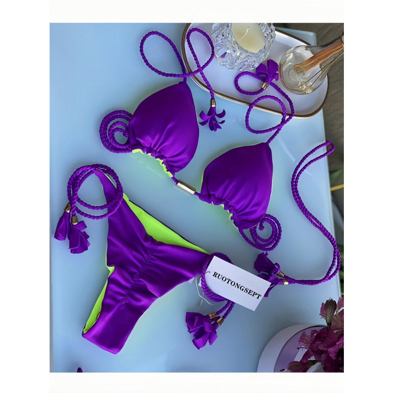 Damen Triangel-Bikini mit verspieltem Trockenband und eleganten Details R&B