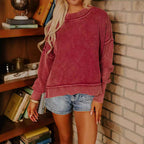 Damen lässiger Strickpullover mit strukturiertem Rippdesign R&B