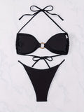 Damen Push-Up Bikini-Set mit modischem Ringdetail R&B