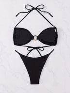 Damen Push-Up Bikini-Set mit modischem Ringdetail R&B